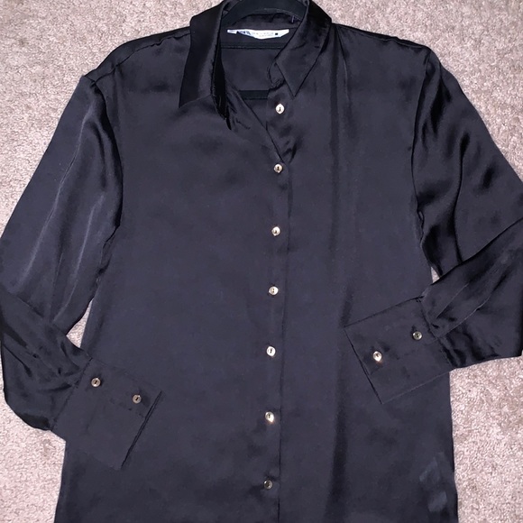 ZARA Satin Effect Button Down‎ Dress - Blouse - Picture 12 of 13